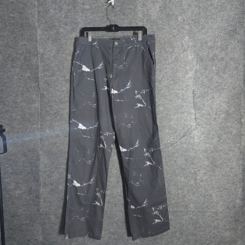 ASOS DESIGN Marble Print Pants Mens 33x32 Grey Straight Leg Streetwear Trousers